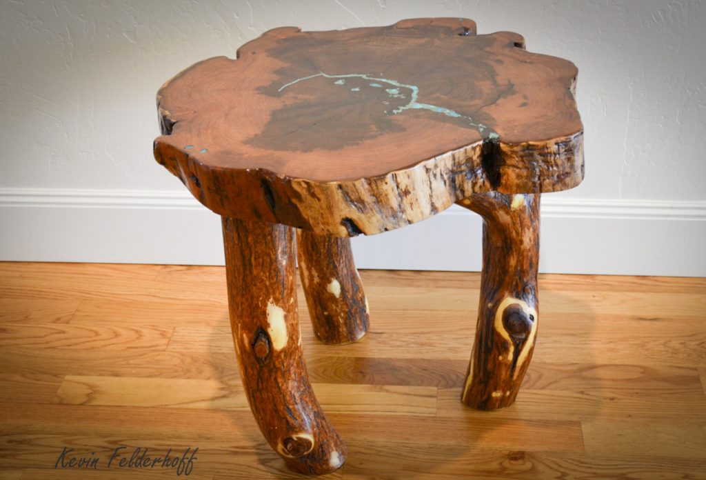 mesquite_logs_end_table_turquoise_inlay_rustic